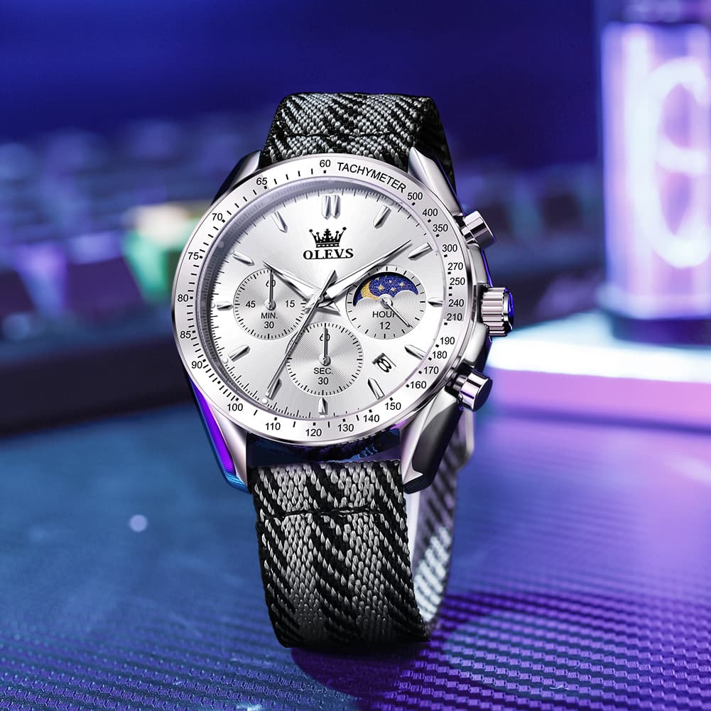 OLEVS 3630 Multifunction Nylon Quartz Watch for Men
