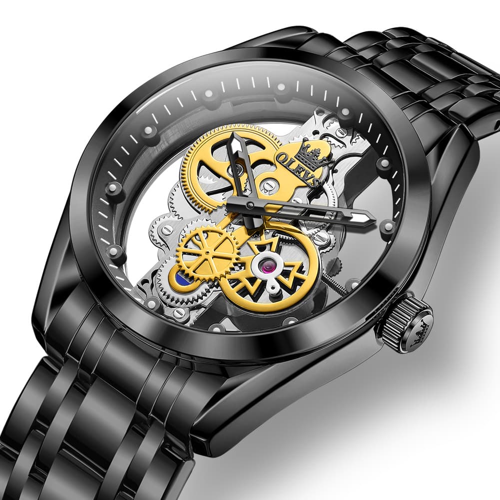 OLEVS 3725 Skeleton Luminous Quartz Watch for Men