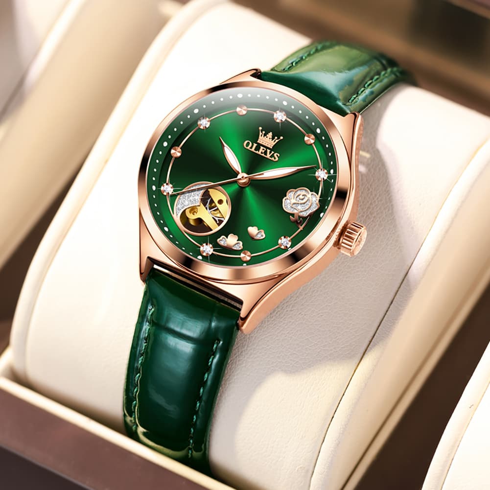 OLEVS 6601 Romantic Open Heart Mechanical Ladies Watch
