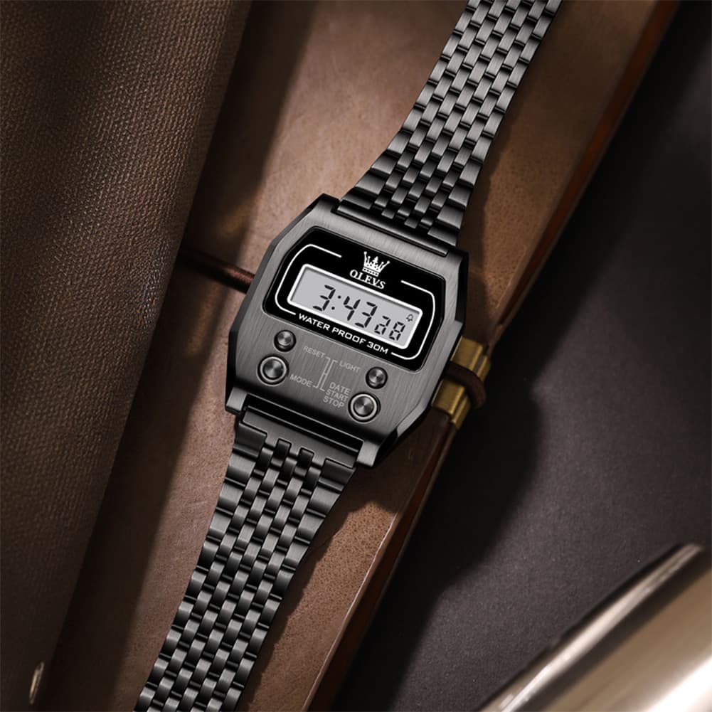 OLEVS 1113 Vintage Retro Digital Steel Watch for Men Women