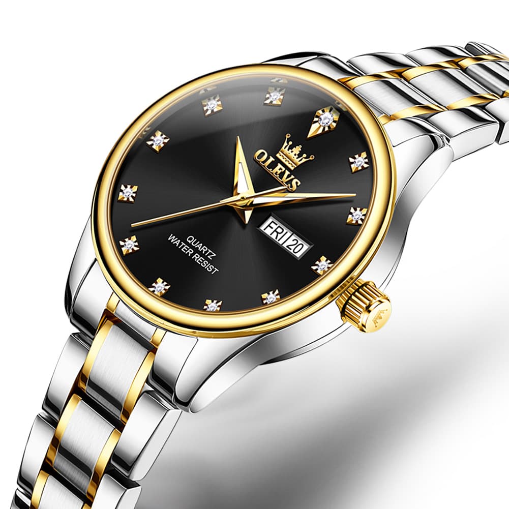 OLEVS 3612 Diamond Dial Quartz Steel Watch for Women
