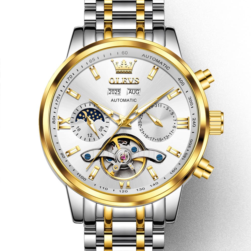 OLEVS 6740 Skeleton Flywheel Mechanical Watch for Men