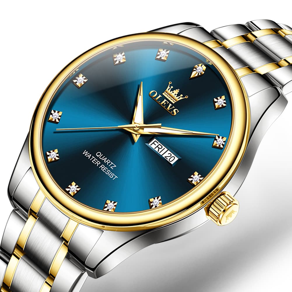 OLEVS 3612 Diamond Dial Quartz Steel Watch for Men