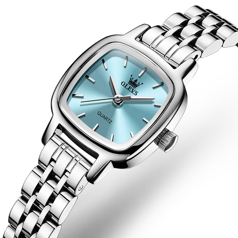 OLEVS 5675 Petite Square Watch Vintage Dress Stainless Steel Bracelet Quartz Timepiece for Women