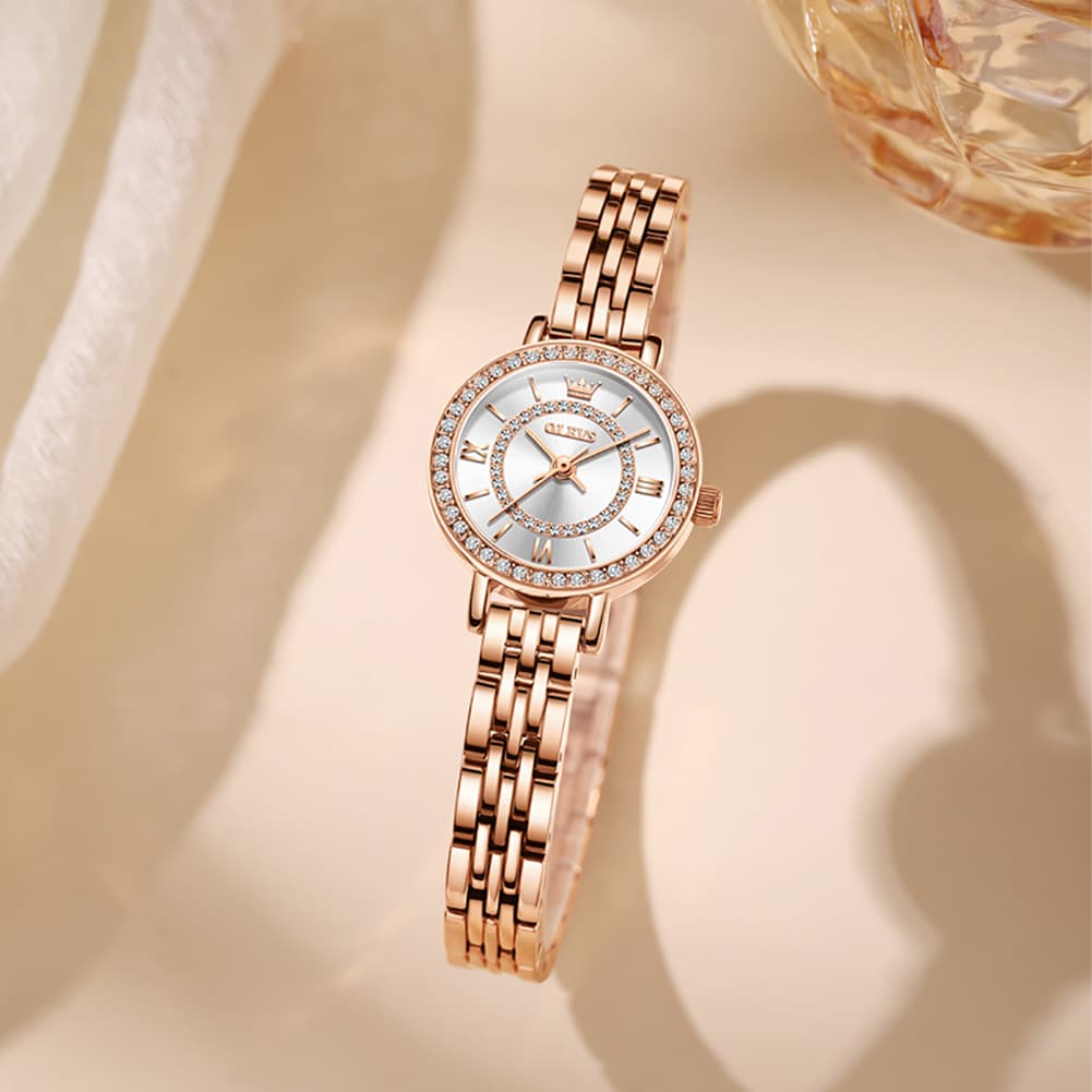 OLEVS Diamond Bezel Jewelry Bracelet Watch 5508 Petite Quartz for Women