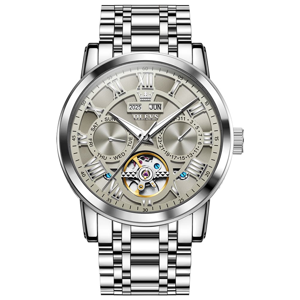 OLEVS 6668 Stainless Steel Mechanical Multifunction Watch for Men