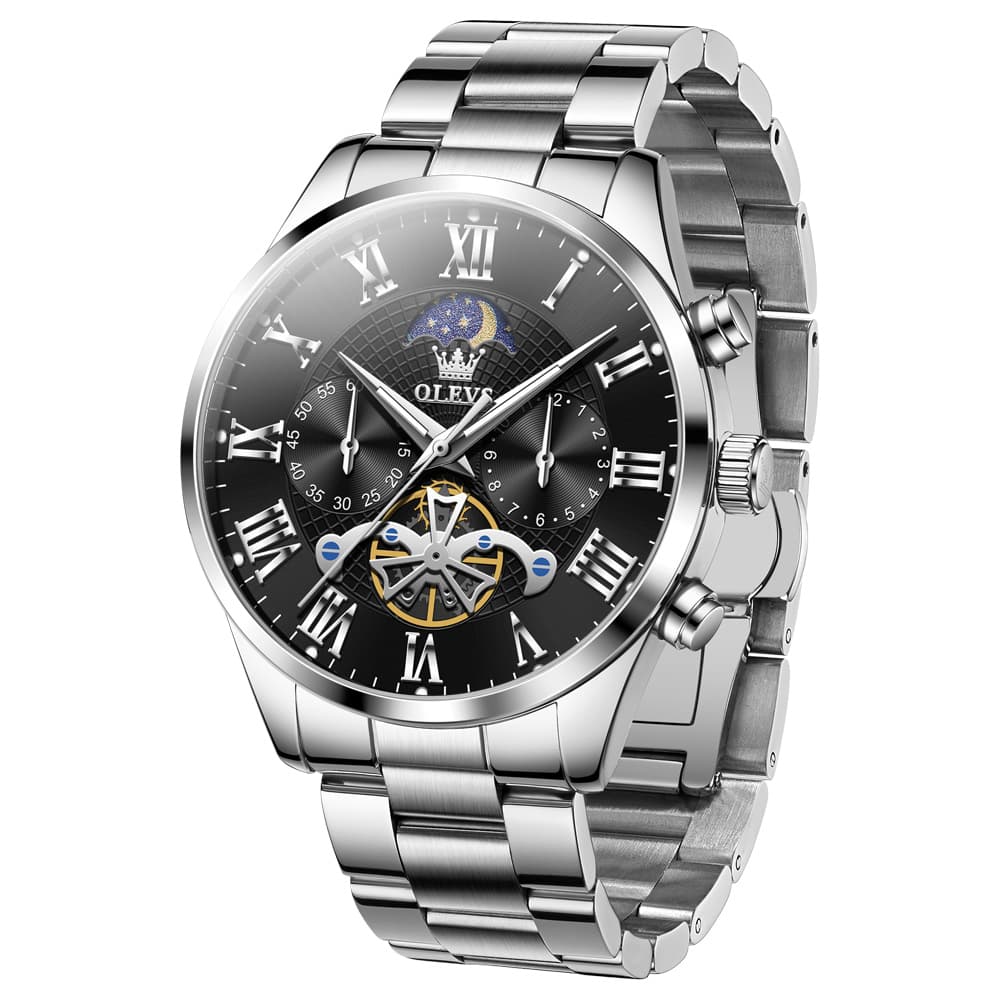 OLEVS 3640 Open-Heart Moon Phase Quartz Watch for Men