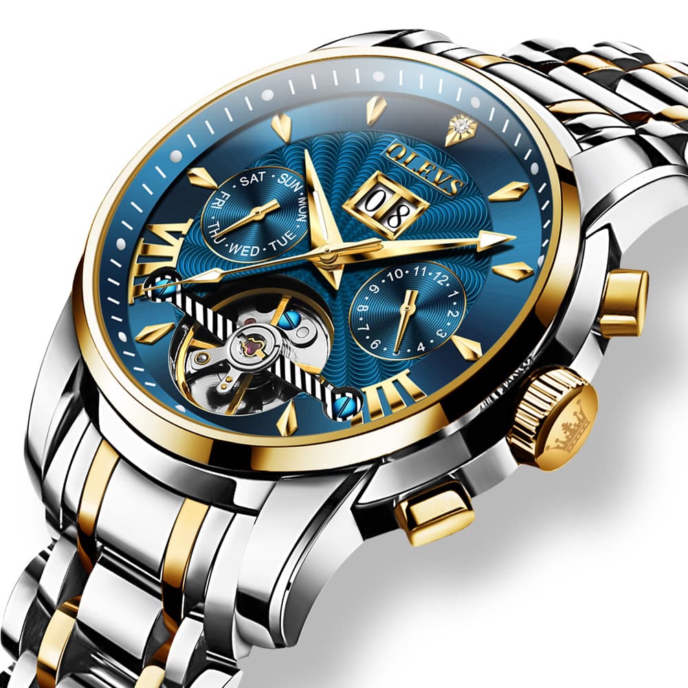 OLEVS Open Heart Multifunction Automatic Mechanical Watch 9965 Big Date for Men
