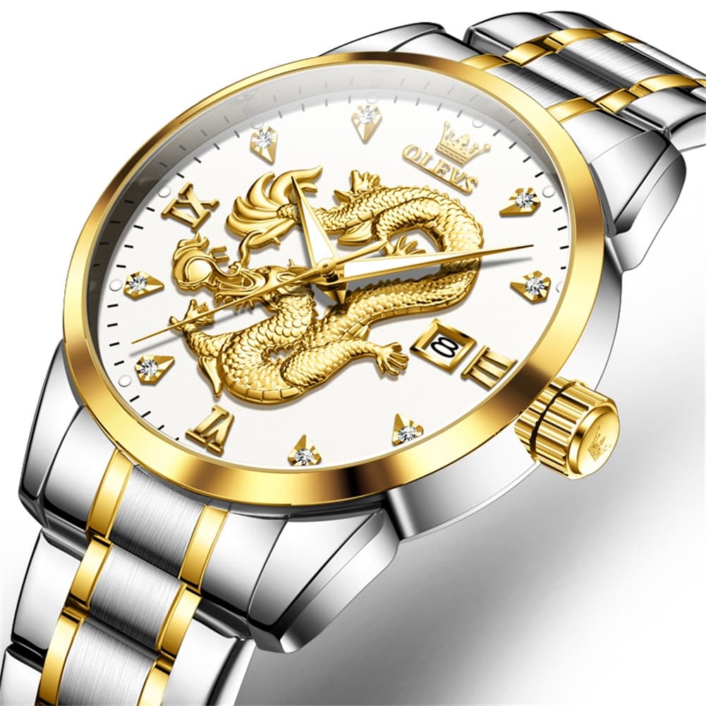 OLEVS 3619 3D Dragon Quartz Watch for Men