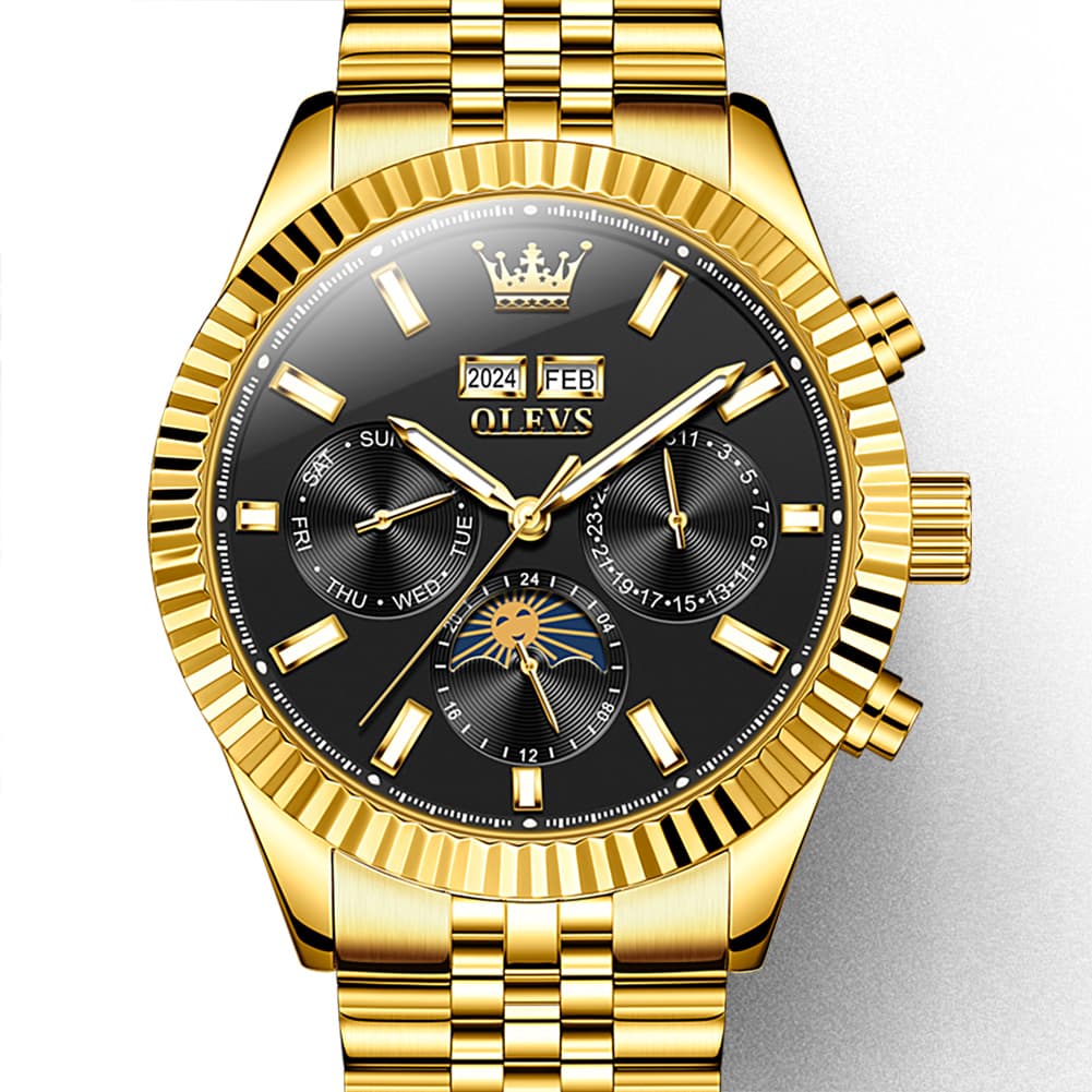 OLEVS 6688 Automatic Moon Phase Stainless Steel Watch for Men