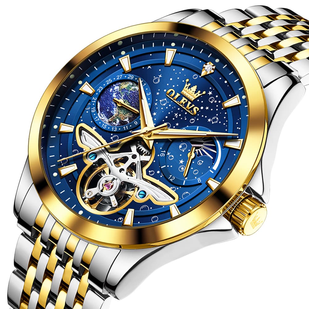 OLEVS 6705 Starry Sky Earth Tourbillon Automatic Mechanical Watch For Men