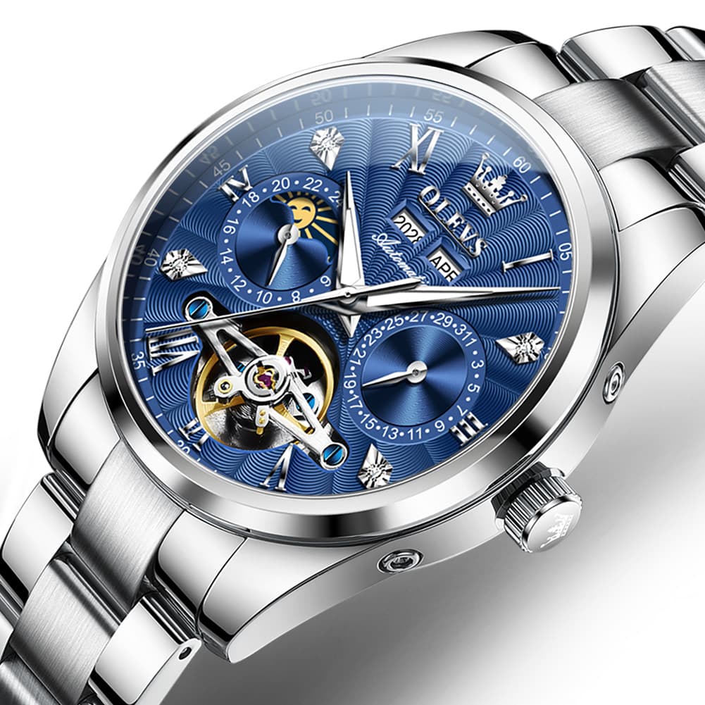 OLEVS 7028 Open Heart Moon Phase Automatic Watch for Men
