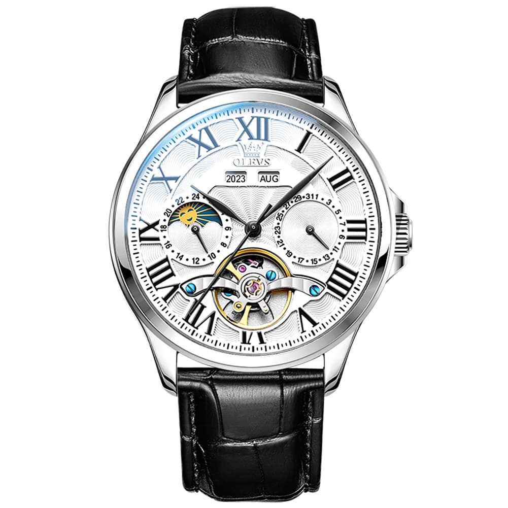 OLEVS 7013 Multi Function Sun and Moon Mechanical Watch for Men