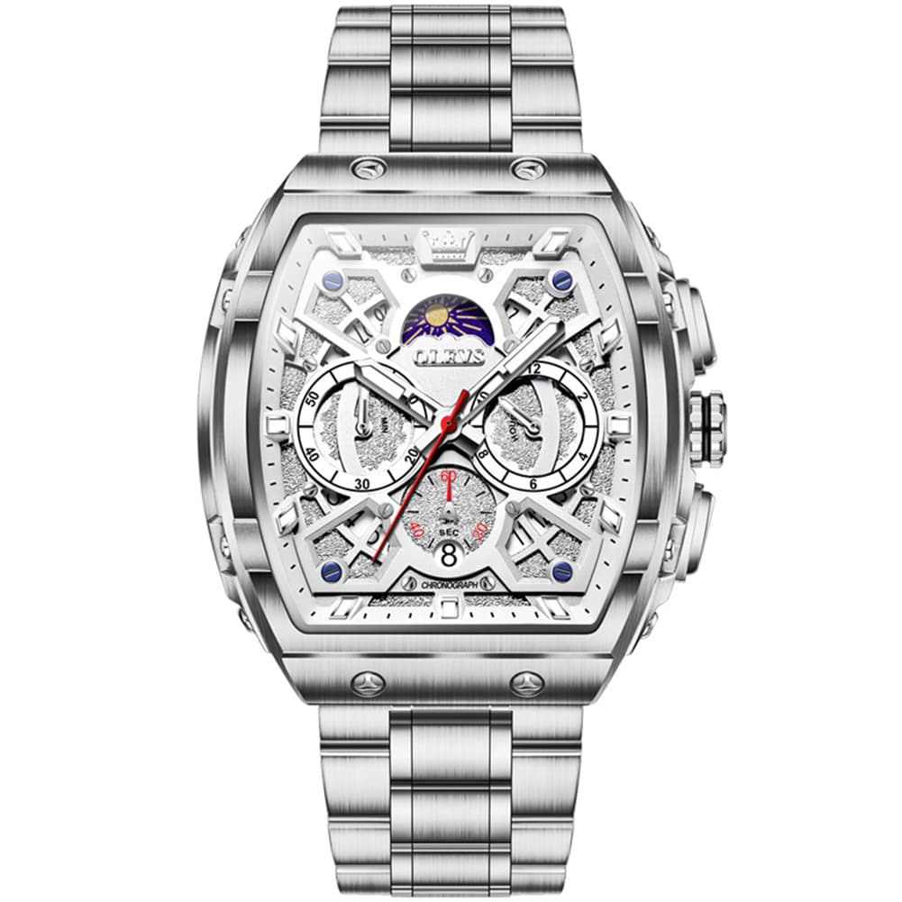 OLEVS 2942 Tonneau Dual Time Quartz Watch for Men