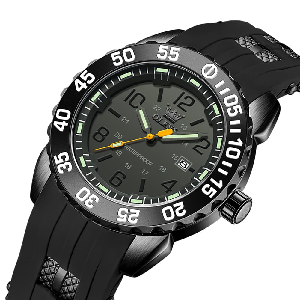 OLEVS 3688 Sport Silicone Quartz Luminous Mens Watch