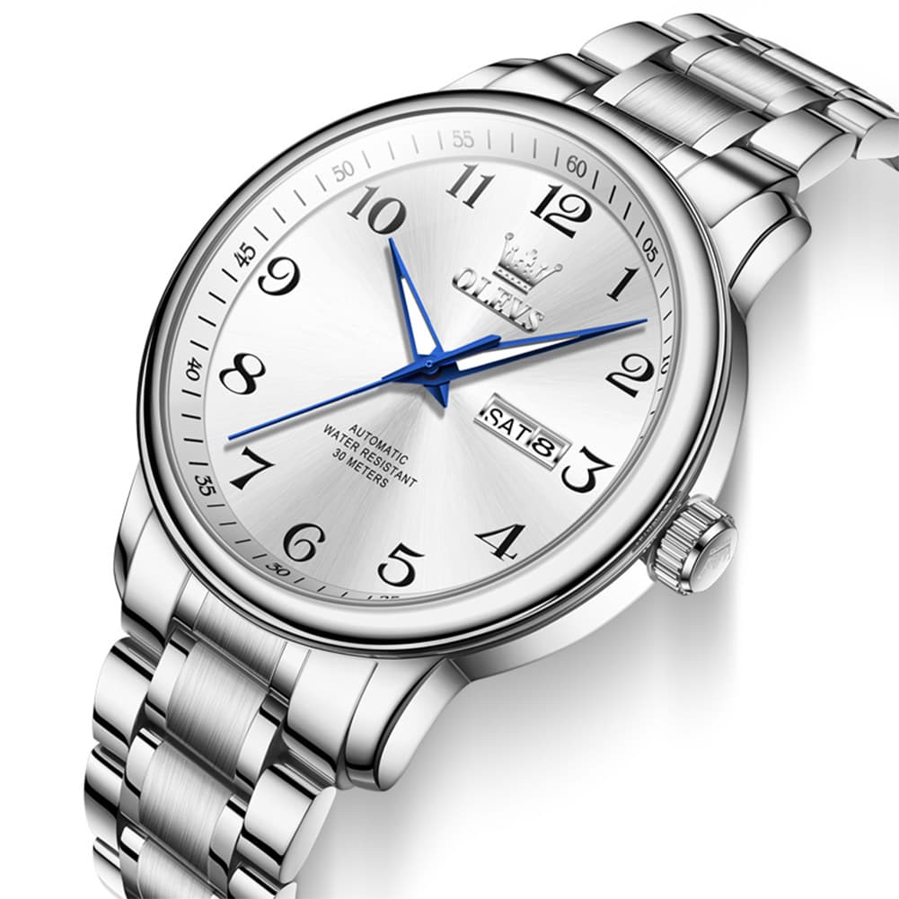 OLEVS 7072 Arabic Numeral Dual Calendar Automatic Watch For Men