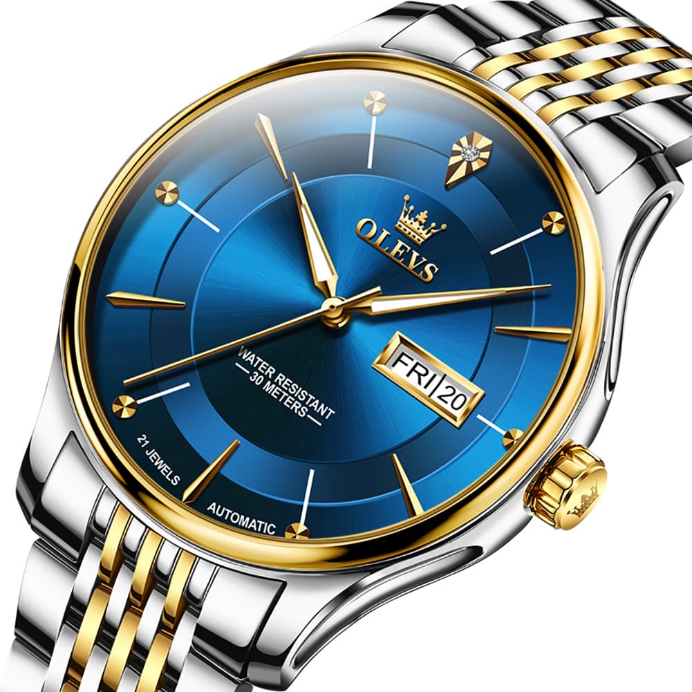 OLEVS Diamond Dial Day Date Automatic Mechanical Watch 9927 for Men