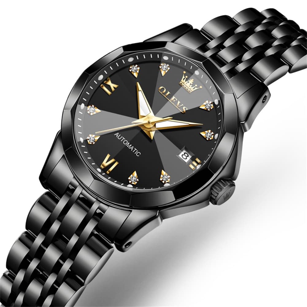 OLEVS 3D Diamond Cut Mirror Automatic Mechanical Watch 9982 for Women