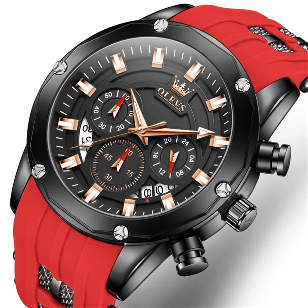 OLEVS 9991 Bold Chronograph Racing Silicone Watch for Men