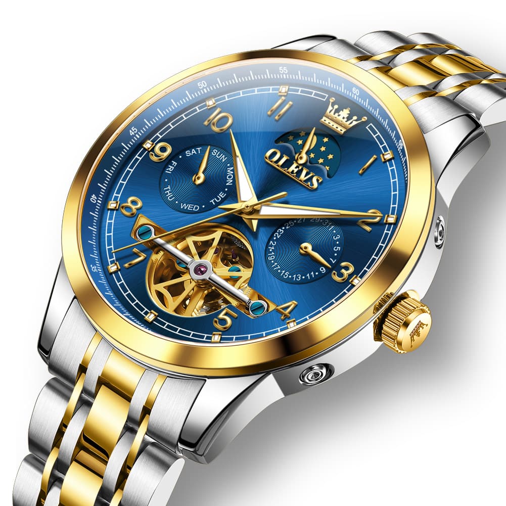 OLEVS 7071 Open Heart Moon Phase Automatic Watch For Men