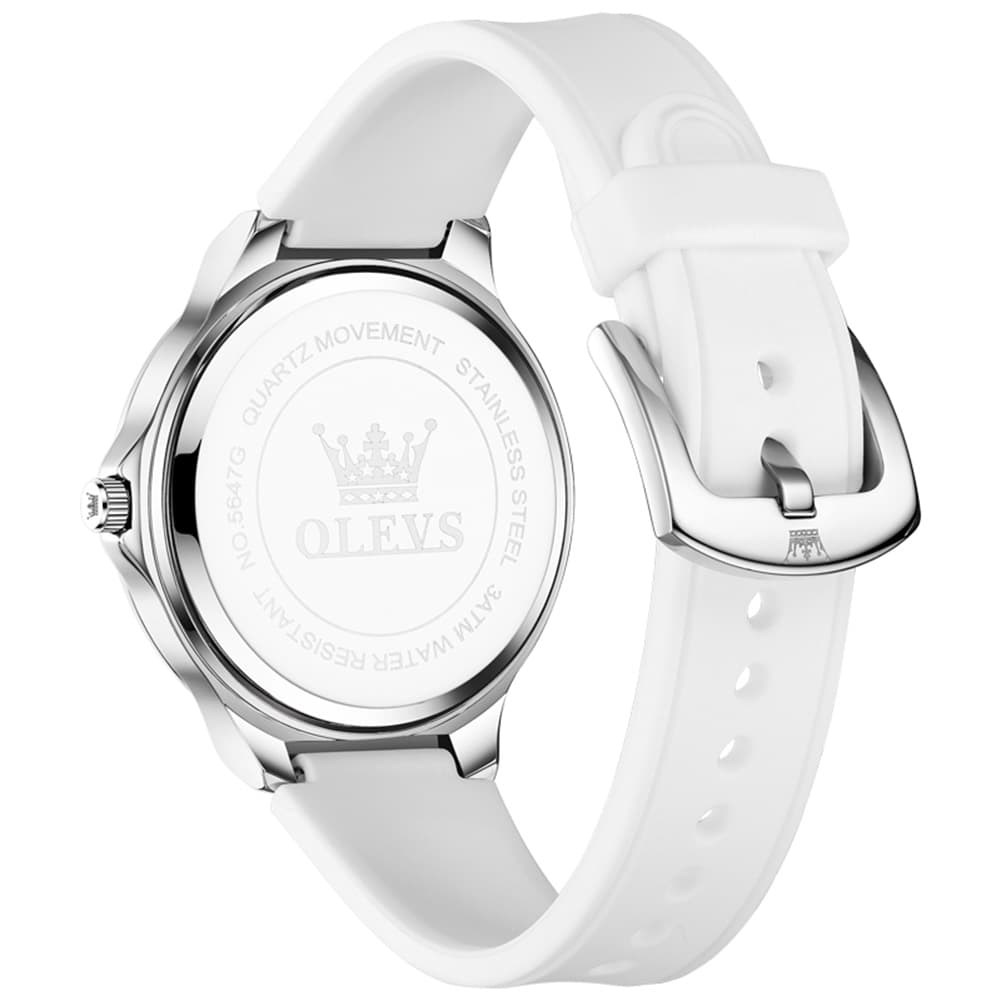 OLEVS 5647 Ultra Thin Day Date Quartz Watch Silicone Strap Casual Timepiece for Men and Women