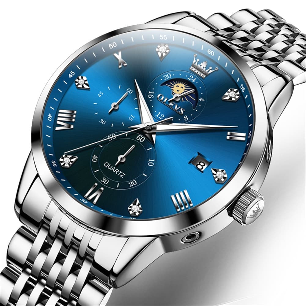 OLEVS 2925 Luminous Moon Phase Quartz Watch for Men