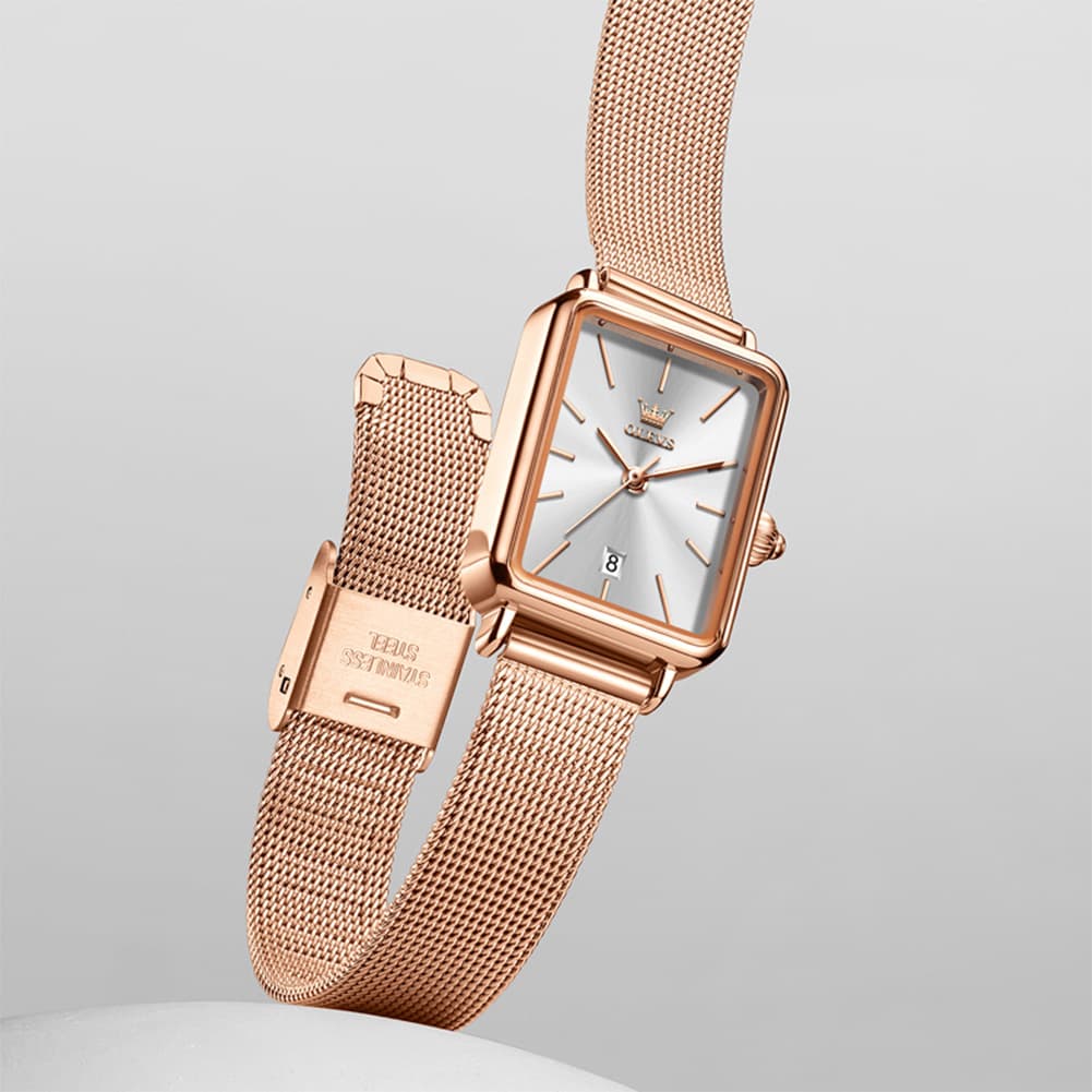 OLEVS 3692 Petite Rectangle Mesh Womens Dress Watch