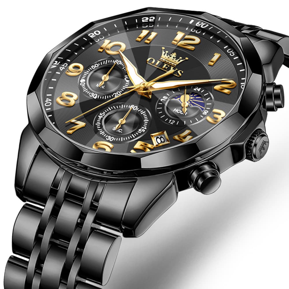 OLEVS 3676 Quartz 3D Rhombic Chronograph Watch For Men