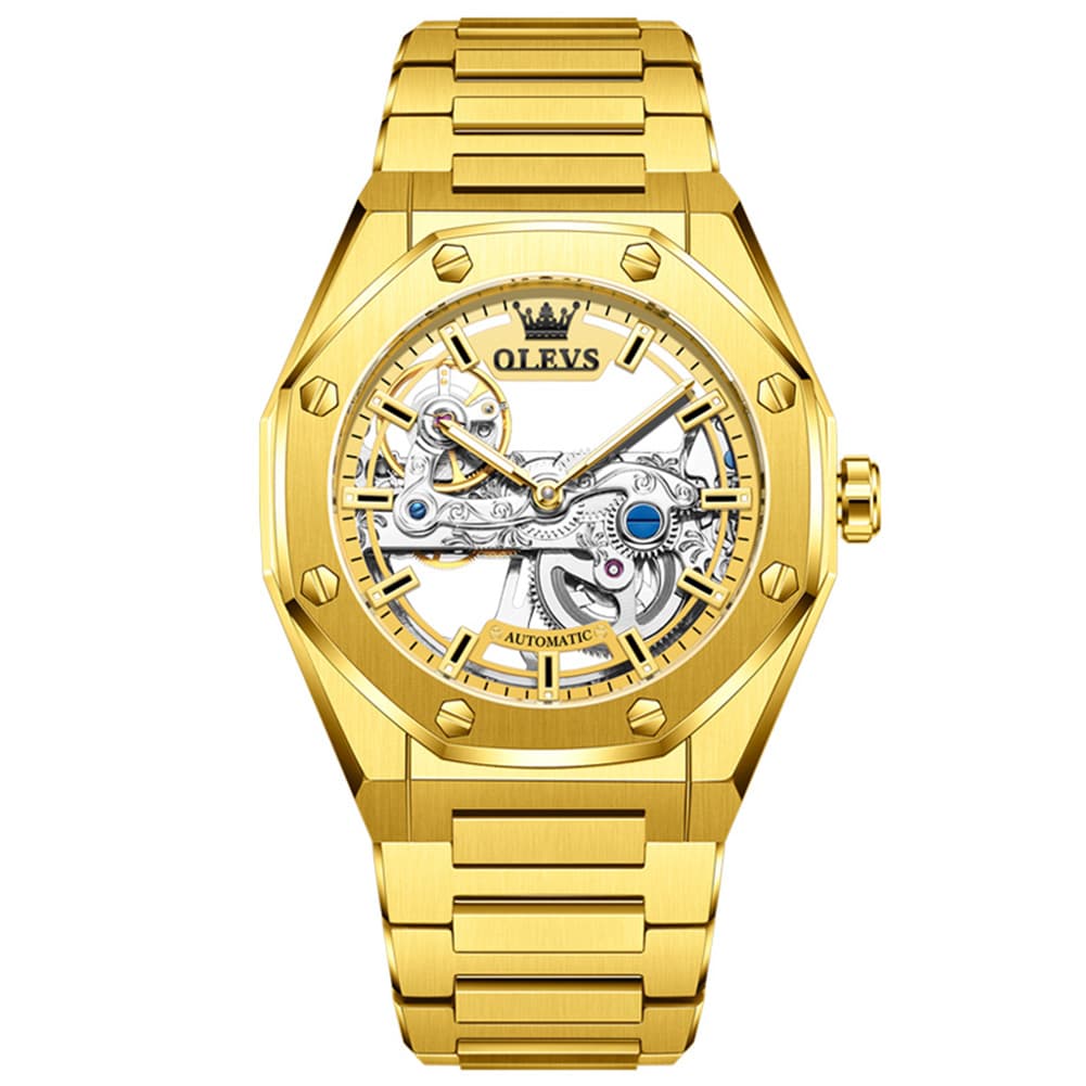 OLEVS 6742 Octagonal Skeleton Mechanical Watch for Men