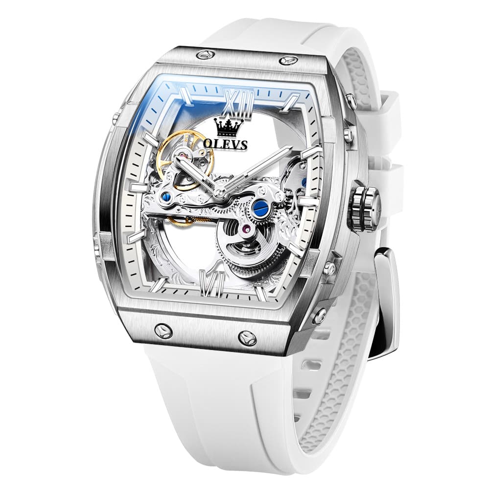 OLEVS 6779 Tonneau Skeleton Mechanical Watch for Men