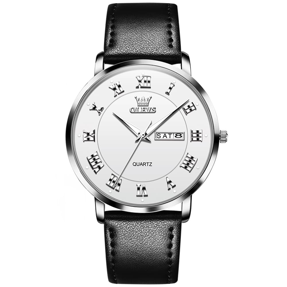 OLEVS 2920 Ultra Light Leather Day Date Quartz Watch for Men