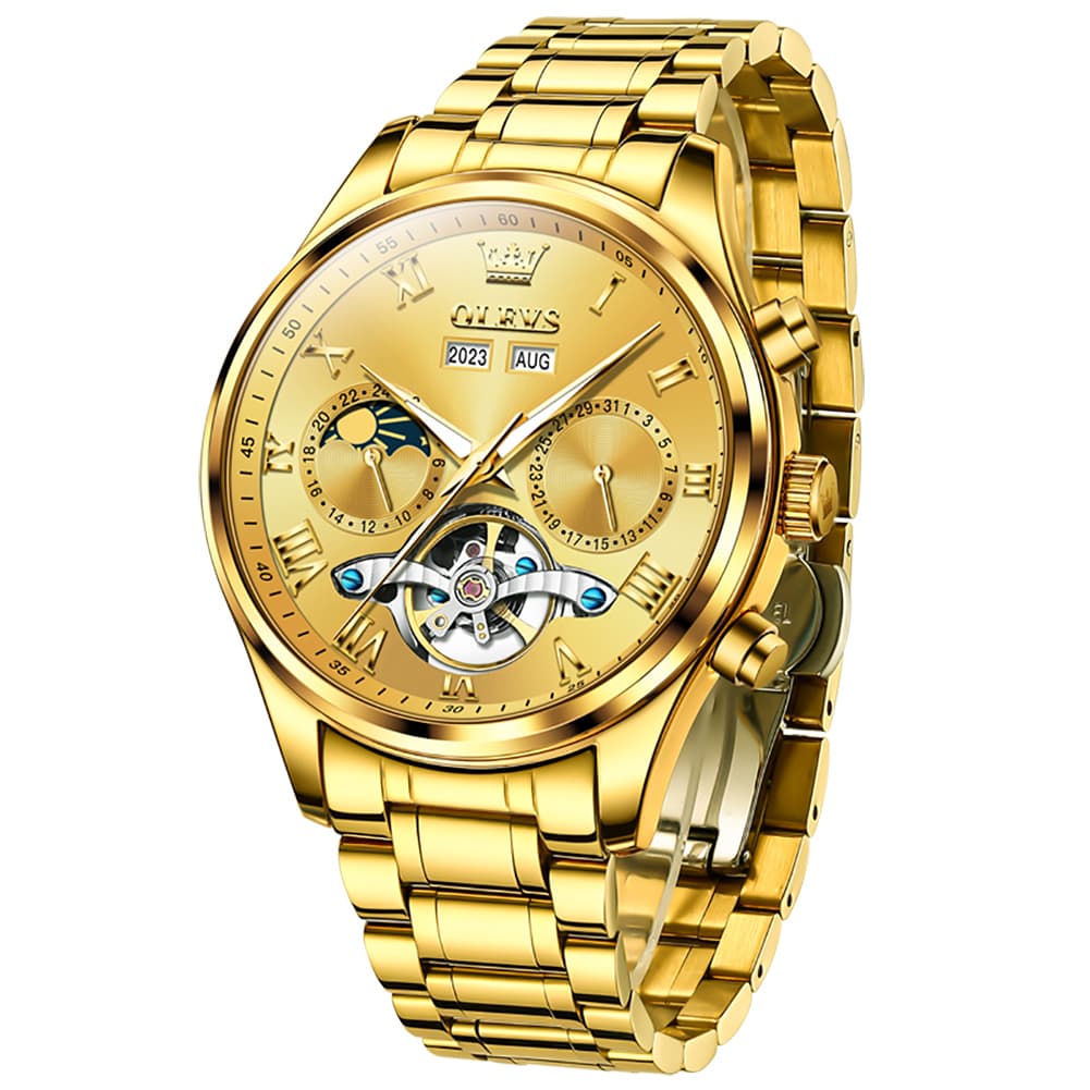 OLEVS 7005 Multi Function Skeleton Mechanical Watch for Men
