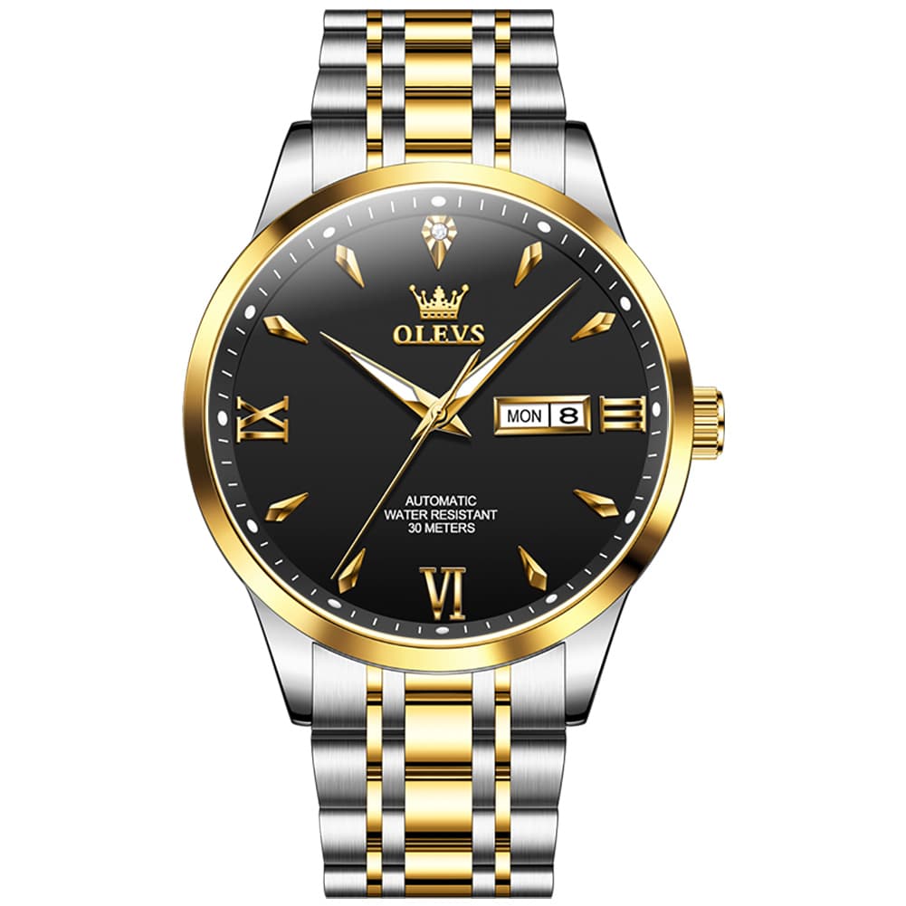 OLEVS Diamond Dial Day Date Automatic Mechanical Watch 9956 for Men