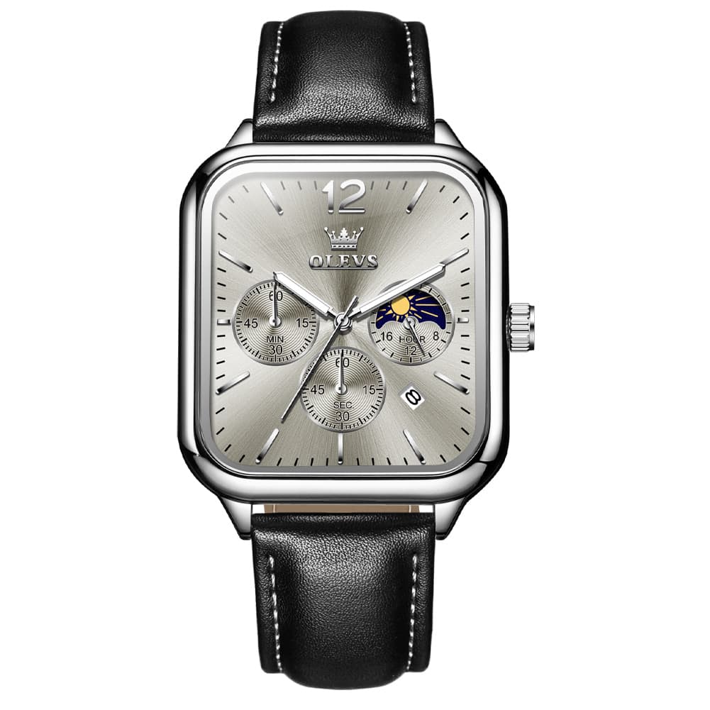 OLEVS 9914 Square Case Moon Phase Chronograph Watch for Men
