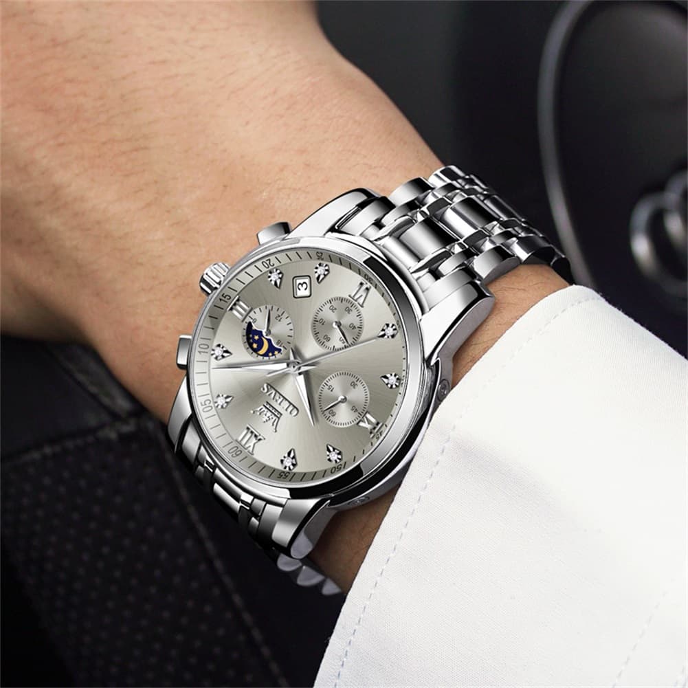OLEVS 2858 Luxury Moon Phase Chronograph Watch for Men