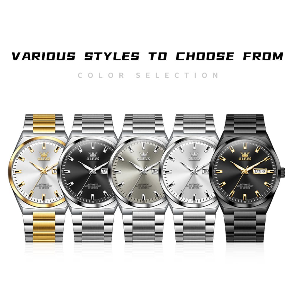 OLEVS Integrated Bracelet Automatic Day Date Watch 9907 for Men
