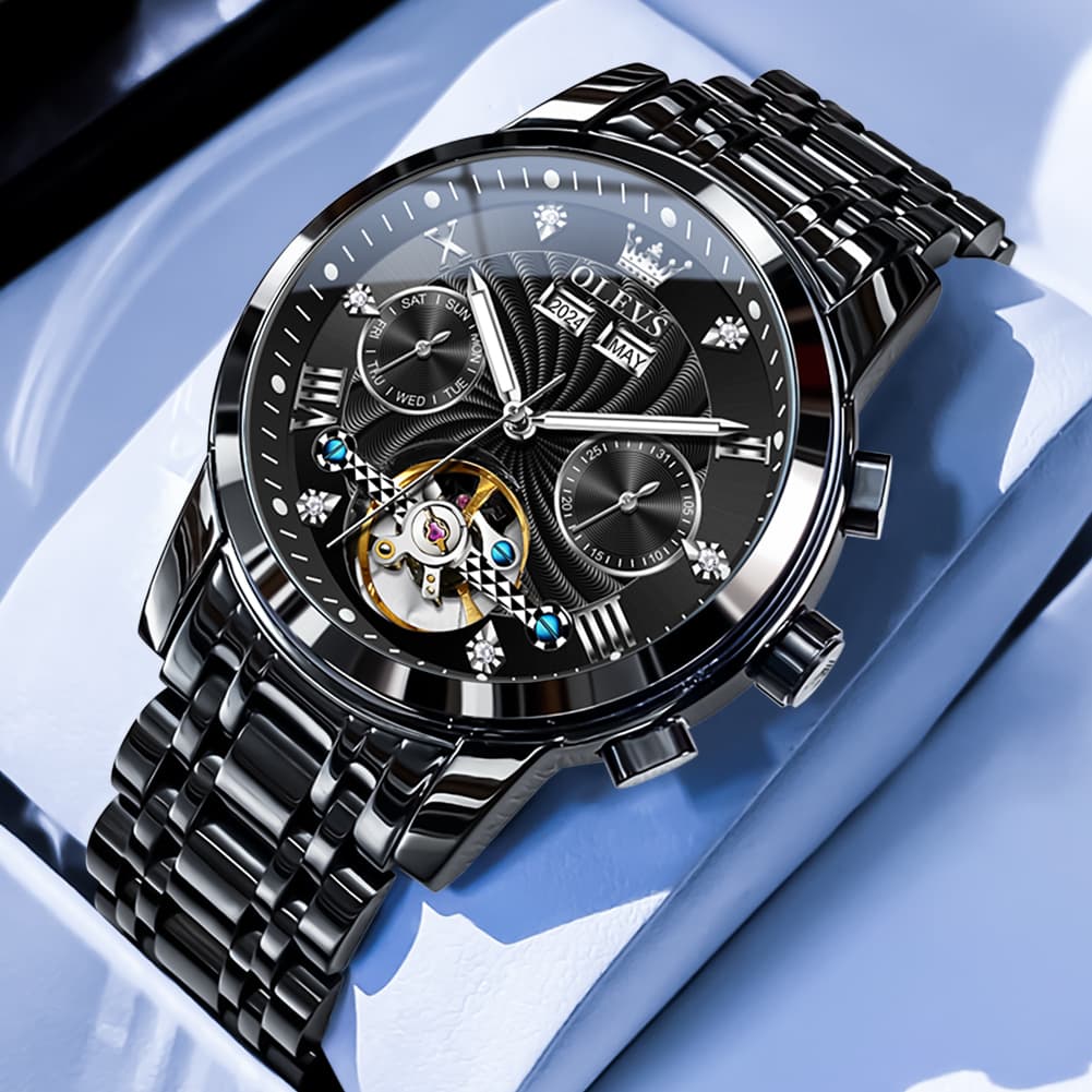 OLEVS 7088 Open Heart Roman Numeral Automatic Watch For Men