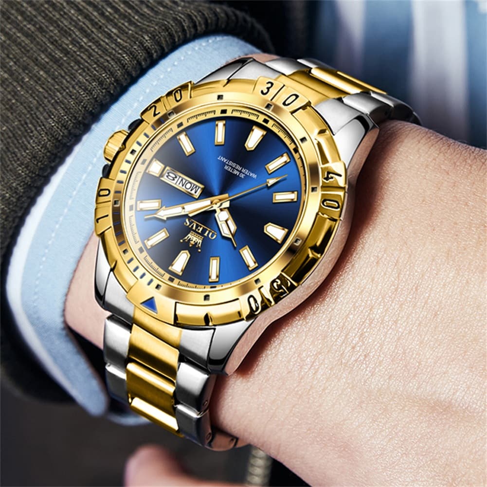 OLEVS Mecha Sport Day Date Watch for Men Stainless Steel 5560