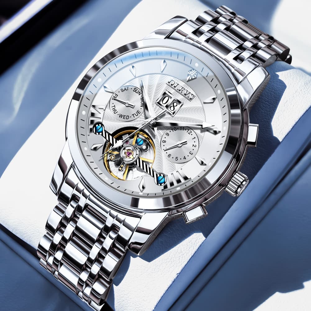 OLEVS Open Heart Multifunction Automatic Mechanical Watch 9965 Big Date for Men