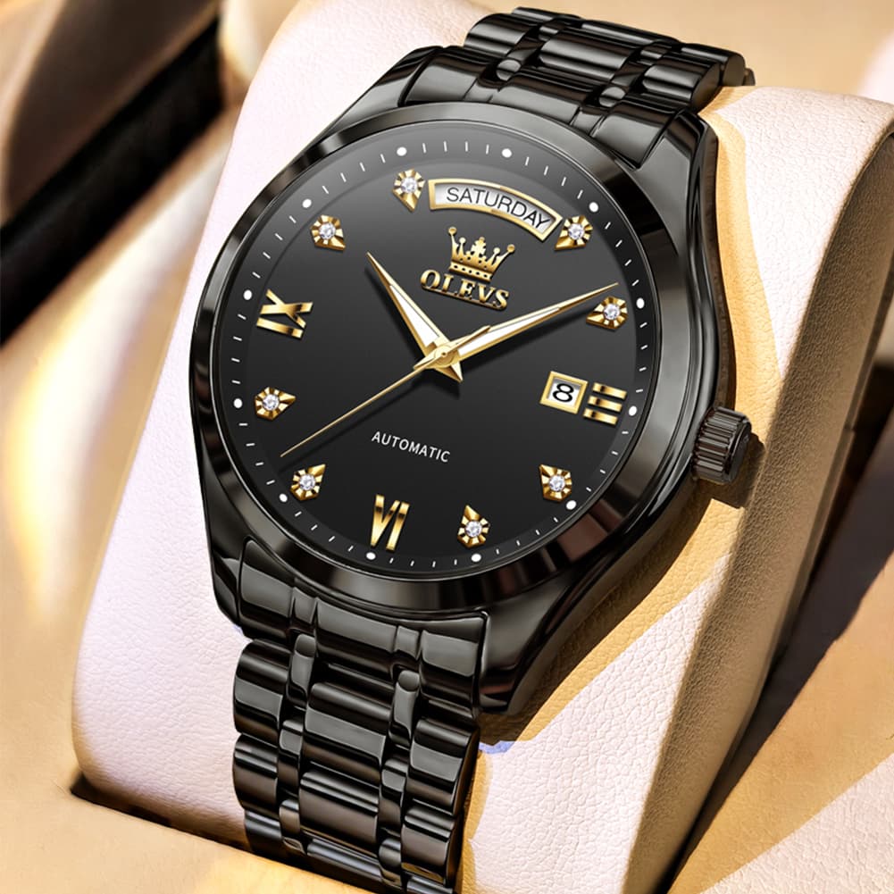 OLEVS 6752 Diamond Dial Day Date Mechanical Watch for Men