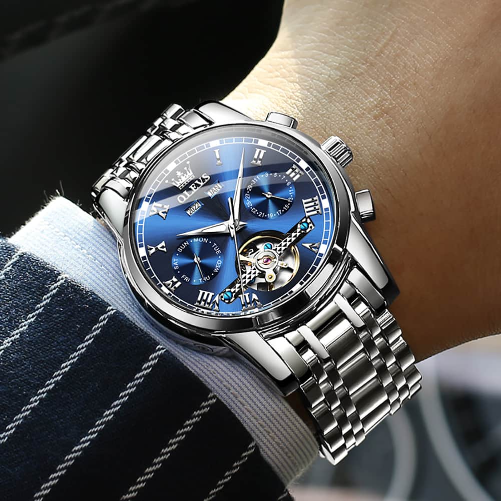 OLEVS 6607 Classic Open Heart Automatic Mechanical Watch for Men