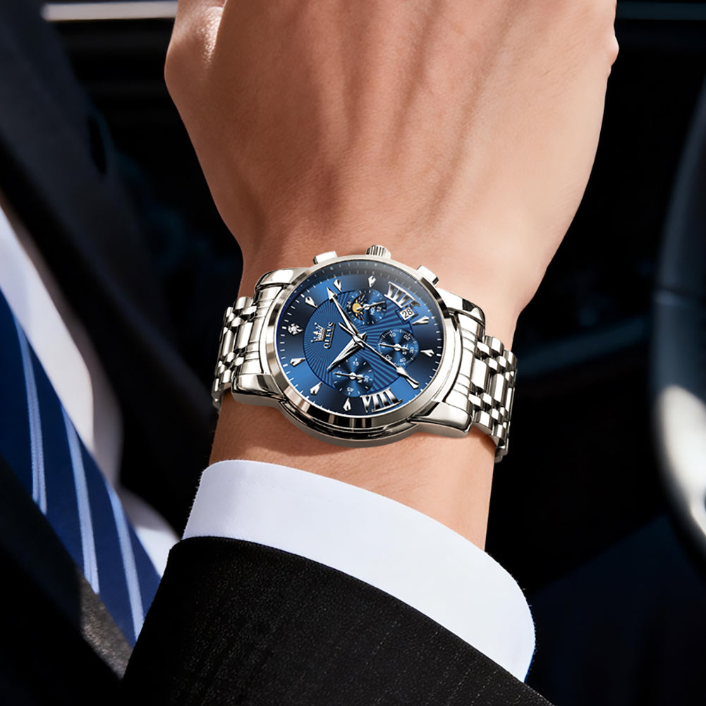 OLEVS 2892 Steel Chronograph Quartz Watch for Men