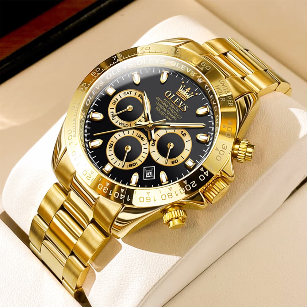 OLEVS 6638 Stainless Steel Chronograph Tachymeter Watch for Men