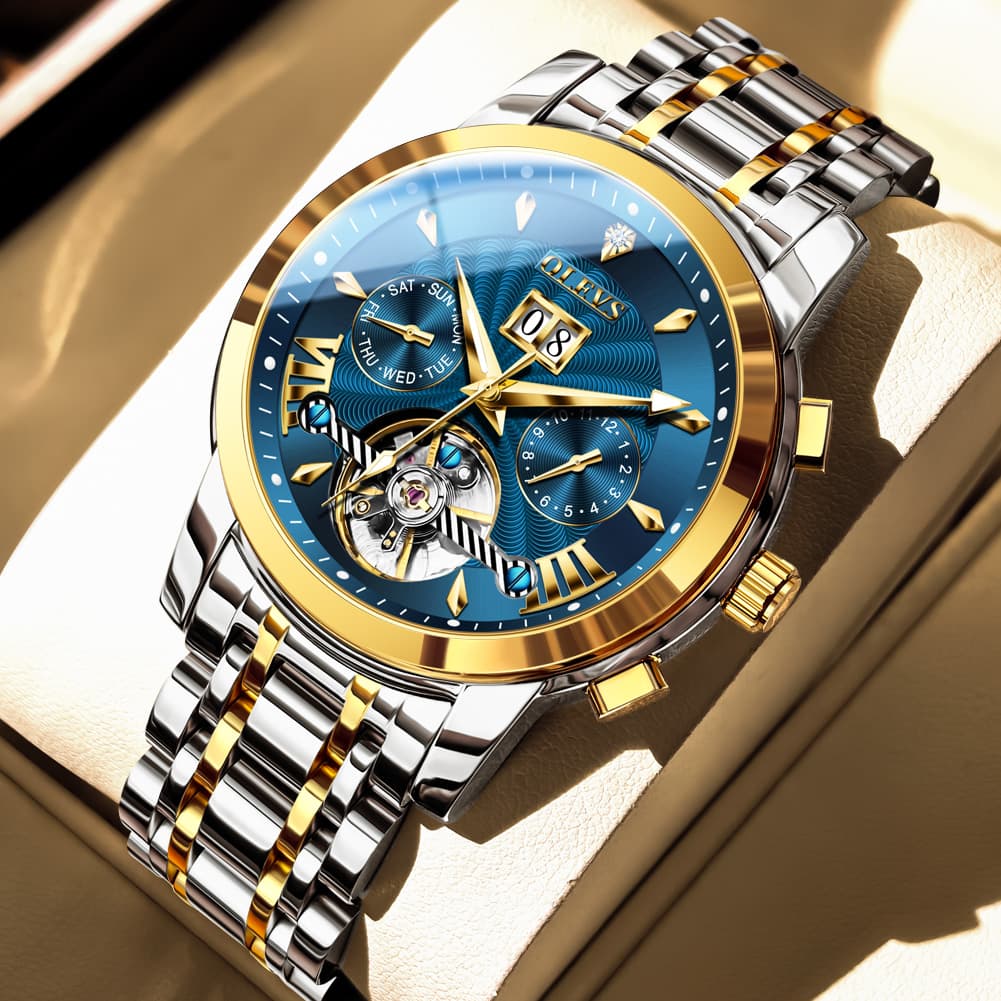 OLEVS Open Heart Multifunction Automatic Mechanical Watch 9965 Big Date for Men