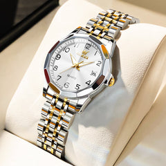 OLEVS 9970 3D Rhombic Faceted Glass Date Watch for Women