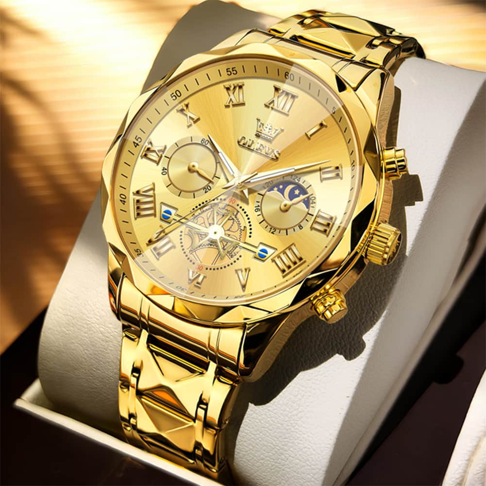 OLEVS 2709 Luxury Moon Phase Open Heart Quartz Watch for Men