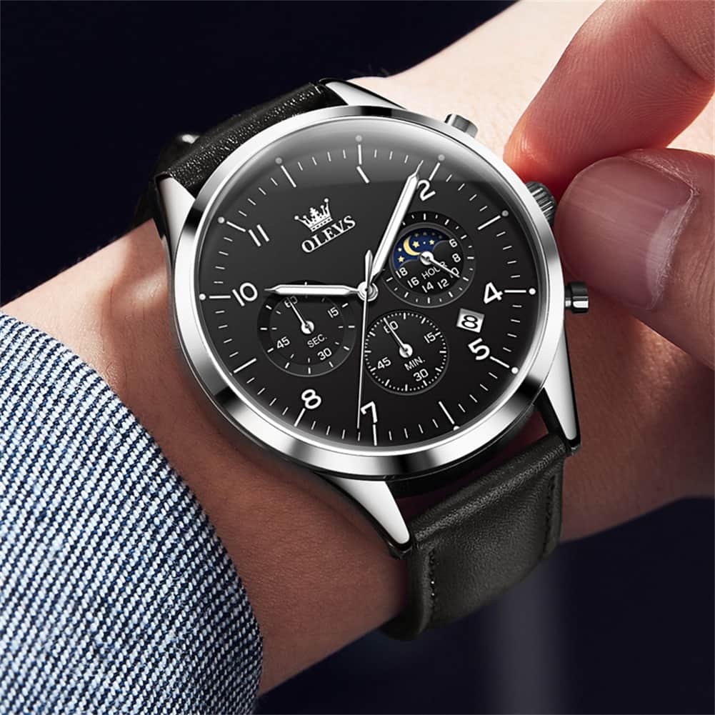 OLEVS 2882 Luxury Moon Phase Chronograph Watch for Men