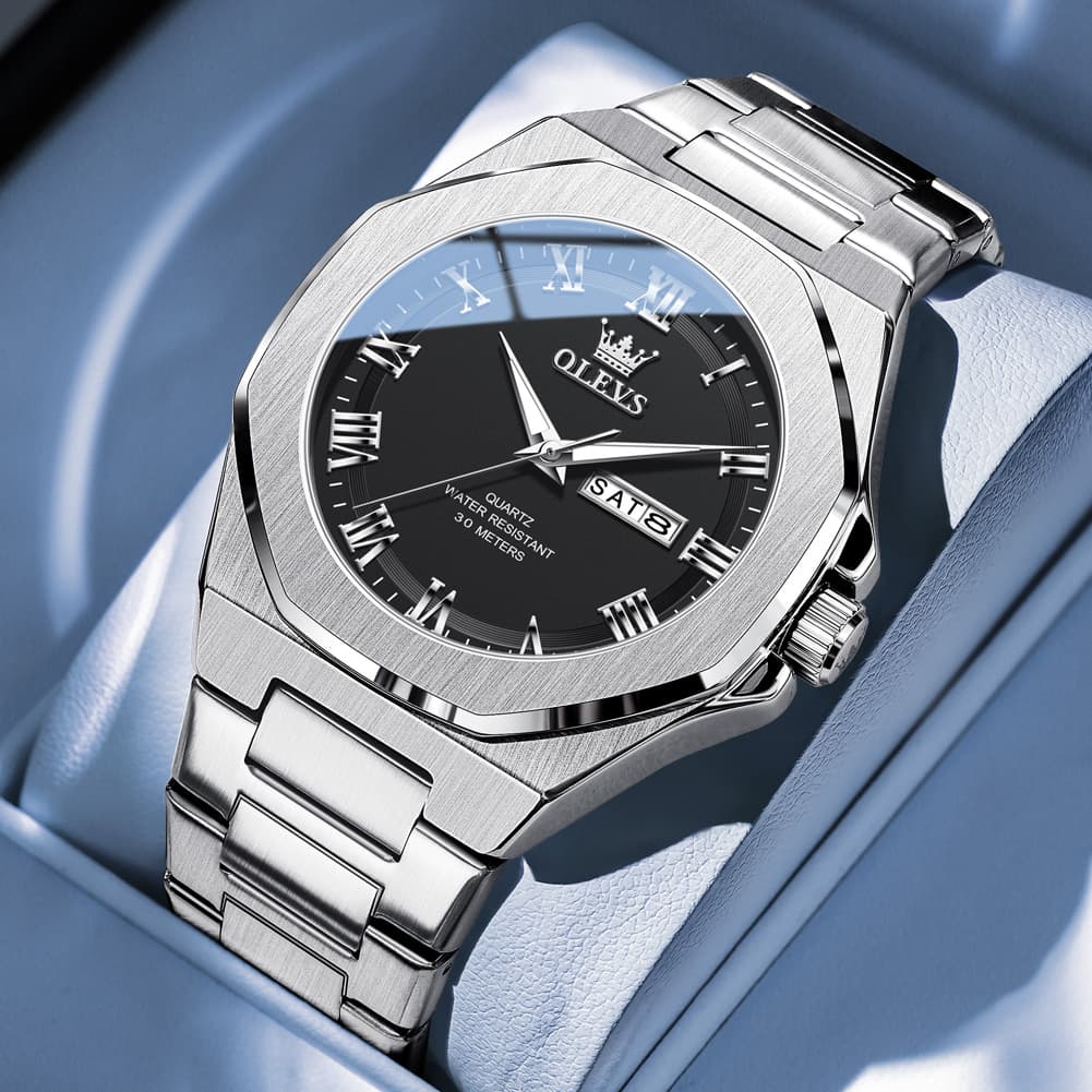 OLEVS 3727 Geometric Luminous Quartz Watch for Men