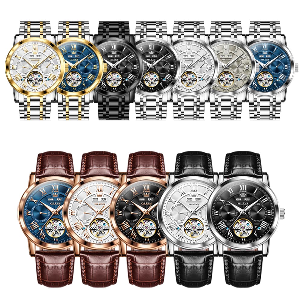 OLEVS 6668 Stainless Steel Mechanical Multifunction Watch for Men