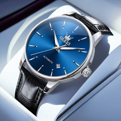 OLEVS 6725 Minimalist Leather Strap Automatic Mechanical Lightweight Watch For Men